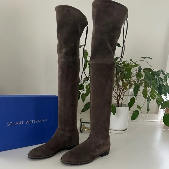 Stuart Weitzman Lowland Over-the-Knee Boots in Charcoal - Picture 3 of 3